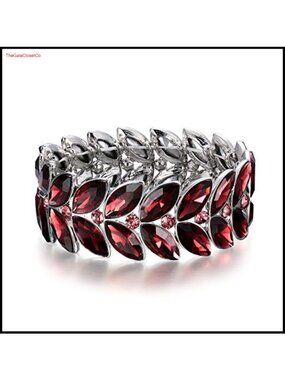 Crystal Marquise Rhinestone Beaded Stretch Bangle Bracelet Wedding Bridal